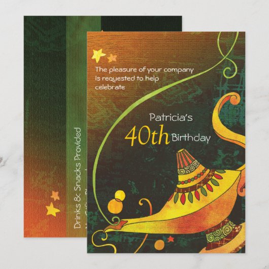 Genie's Lamp Magische Verjaardagsfeest Kaart (Voorkant / Achterkant)