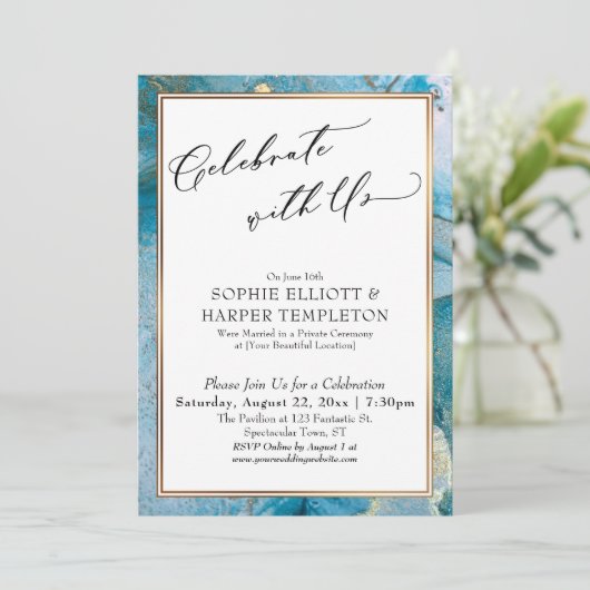 Geniet alleen van Blauwgroen en Gold Ink-ontvangst Kaart (Staand voorkant)