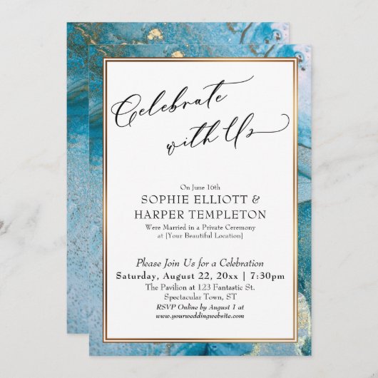 Geniet alleen van Blauwgroen en Gold Ink-ontvangst Kaart (Voorkant / Achterkant)