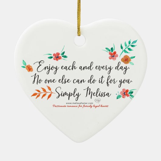 Geniet elke dag van hartvormig ornament (Achterkant)