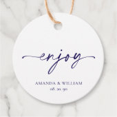 Geniet Favoriet Tag – Wit & Marineblauw Bedankjes Labels (Voorkant)