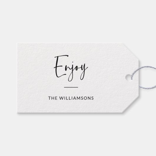 Geniet | Minimale typografie op maat Cadeaulabel (Voorkant (Horizontaal))