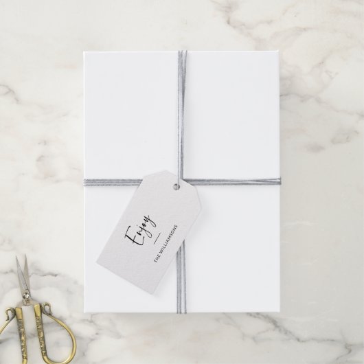 Geniet | Minimale typografie op maat Cadeaulabel (Met Touw)
