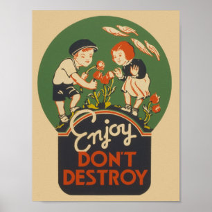 Geniet Niet Vernietig Oude WPA Poster
