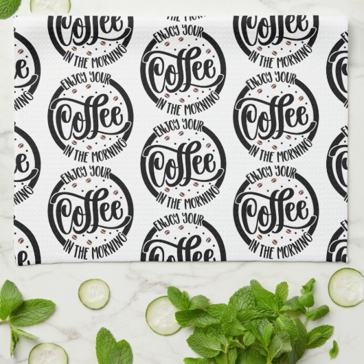 Geniet 's ochtends van uw koffie theedoek (Gevouwen)