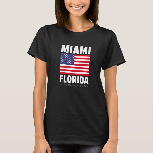 Geniet van Cool Miami Florida met de Amerikaanse v T-shirt (Voorkant)
