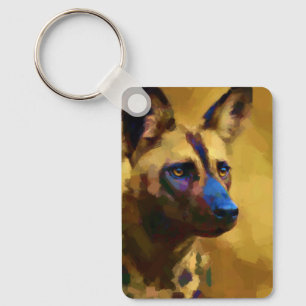 Geniet van de Afrikaanse wilde hond kunst Sleutelhanger