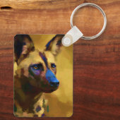 Geniet van de Afrikaanse wilde hond kunst Sleutelhanger (Achterkant)