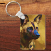Geniet van de Afrikaanse wilde hond kunst Sleutelhanger (Voorkant)