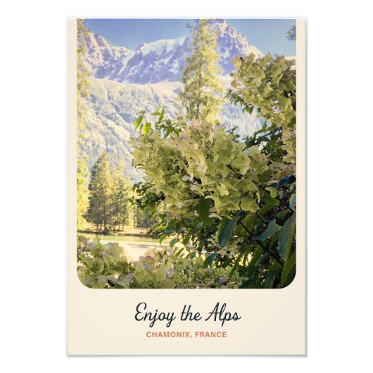 Geniet van de Alpen - Chamonix Frankrijk Botanisch Foto Afdruk (Voorkant)