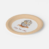 Geniet van de Baby van de Cake White Polka Dot Hat Papieren Bordje (Gekanteld)