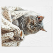 Geniet van de Cat Winter Tea Fleece Deken (Voorkant (Horizontaal))