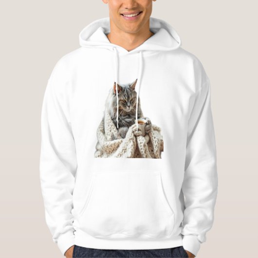 Geniet van de Cat Winter Tea Hoodie (Voorkant)