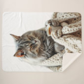 Geniet van de Cat Winter Tea Sherpa Deken (Voorkant (horizontaal))