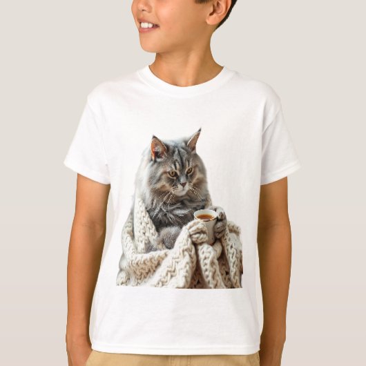 Geniet van de Cat Winter Tea T-shirt (Voorkant)