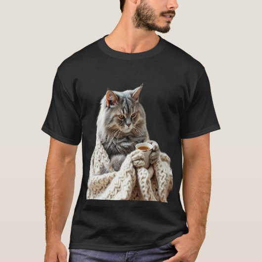 Geniet van de Cat Winter Tea T-shirt (Voorkant)