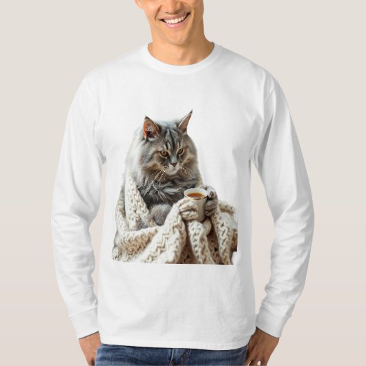 Geniet van de Cat Winter Tea T-shirt (Voorkant)