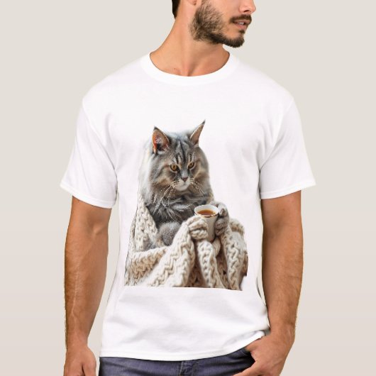 Geniet van de Cat Winter Tea T-shirt (Voorkant)