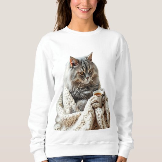 Geniet van de Cat Winter Tea Trui (Voorkant)