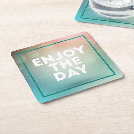 Geniet van de dag kartonnen onderzetters (Schuin)