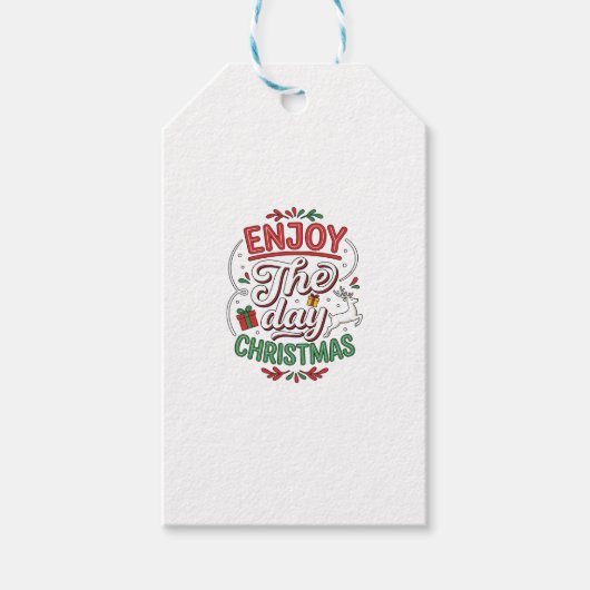 Geniet Van De Dag Kerst Rendier Cadeau Cadeaulabel (Voorkant)