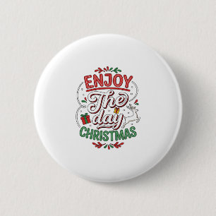 Geniet Van De Dag Kerst Rendier Cadeau Ronde Button 5,7 Cm