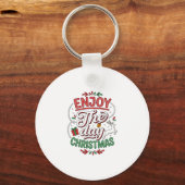 Geniet Van De Dag Kerst Rendier Cadeau Sleutelhanger (Voorkant)