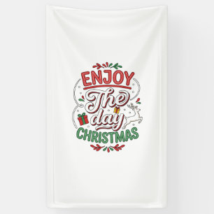 Geniet Van De Dag Kerst Rendier Cadeau Spandoek