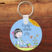 Geniet van de eenvoudige blauwe achtergrond van Jo Sleutelhanger (Voorkant)