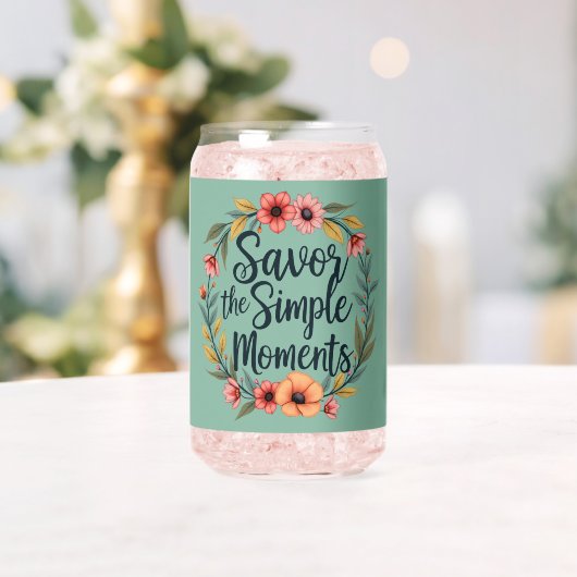 Geniet van de eenvoudige momenten Boho Floral Quot Blikvorm Glas (Insitu (Huwelijk))