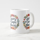 Geniet van de eenvoudige momenten Boho Floral Quot Grote Koffiekop (Voorkant rechts)