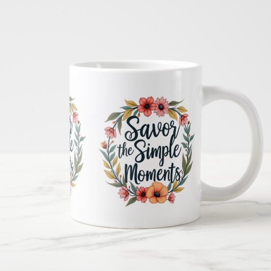 Geniet van de eenvoudige momenten Boho Floral Quot Grote Koffiekop (Rechts)