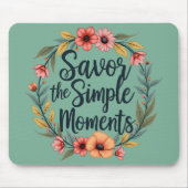 Geniet van de eenvoudige momenten Boho Floral Quot Muismat (Voorkant)