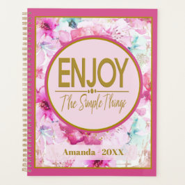 Geniet van de eenvoudige  roze en gouden dingen planner