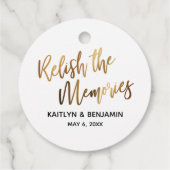 Geniet van de herinneringen, gouden handschrift ty bedankjes labels (Achterkant)