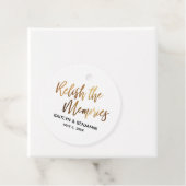 Geniet van de herinneringen, gouden handschrift ty bedankjes labels (In situ)