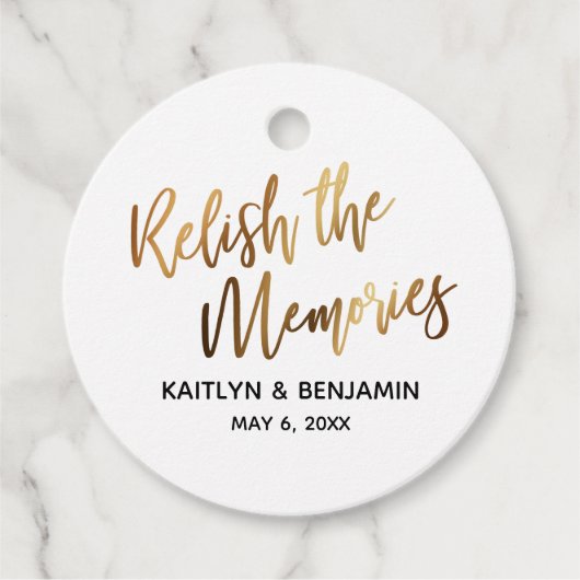 Geniet van de herinneringen, gouden handschrift ty bedankjes labels (Voorkant)