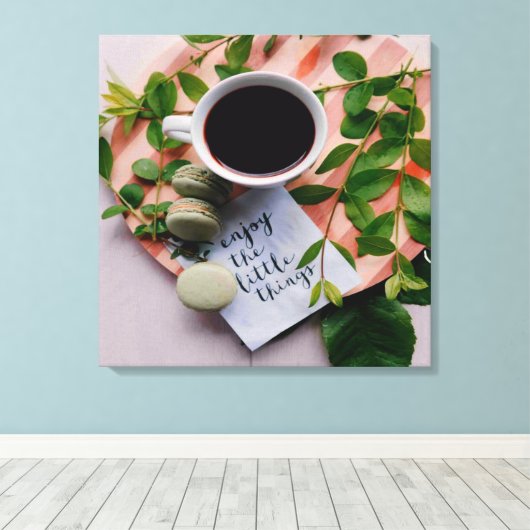 Geniet van de kleine Dekking Koekjes Vrede Canvas Afdruk (Insitu (Houten vloer))