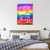 Geniet van de kleine dingen Grappige Quote Canvas  (Insitu (Slaapkamer))