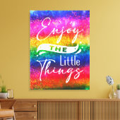 Geniet van de kleine dingen Grappige Quote Canvas  (Insitu (Woonkamer))