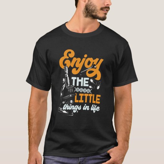 Geniet van de kleine dingen in de microscopen van t-shirt (Voorkant)