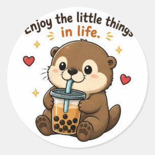 GENIET VAN DE KLEINE DINGEN IN HET LEVEN OTTER BOB RONDE STICKER