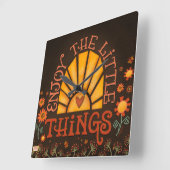 Geniet van de kleine dingen Inspirerend Quote Zon Vierkante Klok (Hoek)