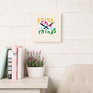 Geniet van de Kleine Dingen Kleurige Wandklok