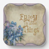 Geniet van de kleine dingen papier Borden – Blue T Papieren Bordje (Voorkant)