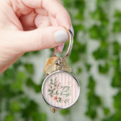 Geniet van de Kleine Dingen Roze Bloemige Botanisc Sleutelhanger (Hand)