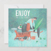 Geniet van de kleine dingen turquoise tuinieren ze kaart (Voorkant)