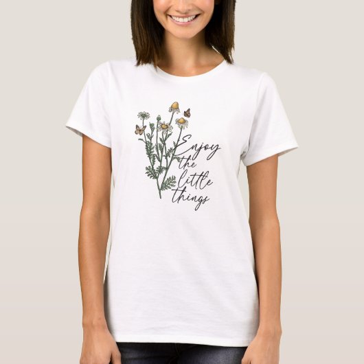 Geniet van de kleine Dingen Wildflower Daisy T-shirt (Voorkant)
