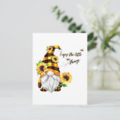 Geniet van de Kleine Dingen Zonnebloem Gnome Briefkaart (Staand voorkant)