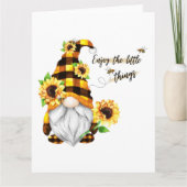 Geniet van de Kleine Dingen Zonnebloem Gnome Kaart (Voorkant)